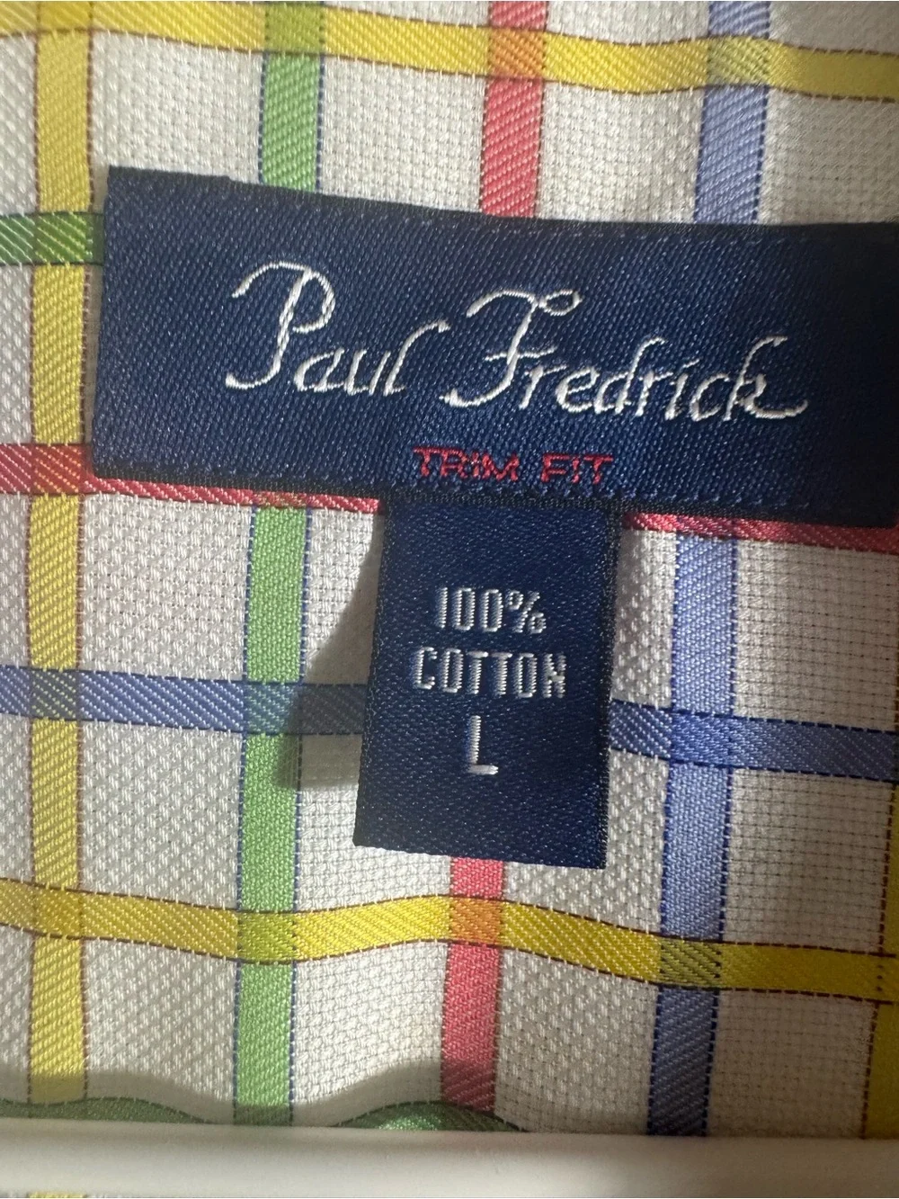 Paul Fredrick Men's 100% Cotton Short-Sleeve Multicolor Windowpane Check Shirt L